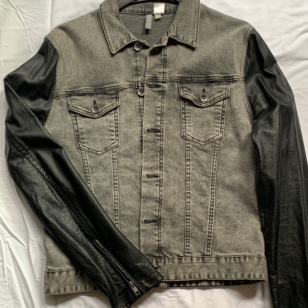 Leather jean jacket
